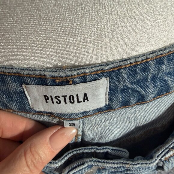 pistola | presley high rise straight leg distressed raw hem crop | size 29 - Picture 4 of 8